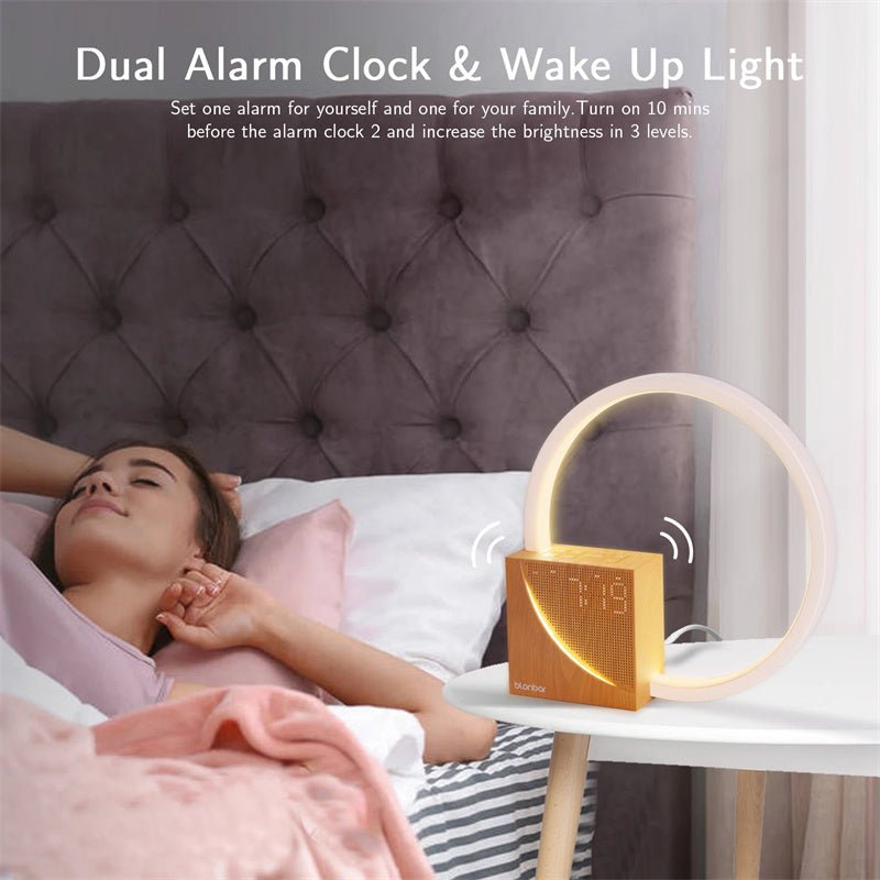 Bedside Lamp Touch Table Lamp With Natural Sounds, Desk Lamp With Alarm Clock, Touch Control 3 Levels Brightness Home Decor - Zambeel