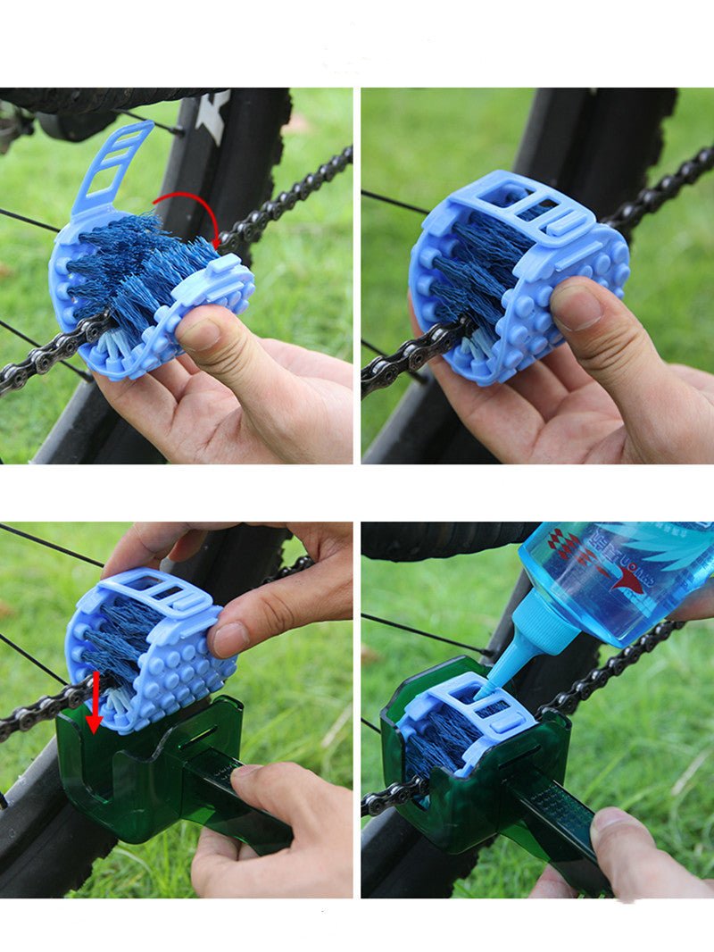 Bicycle Chain Cleaner Scrubber Brush Set Cycling Cleaning Kit Mountain Bike Wash Cleaning Tool - Zambeel