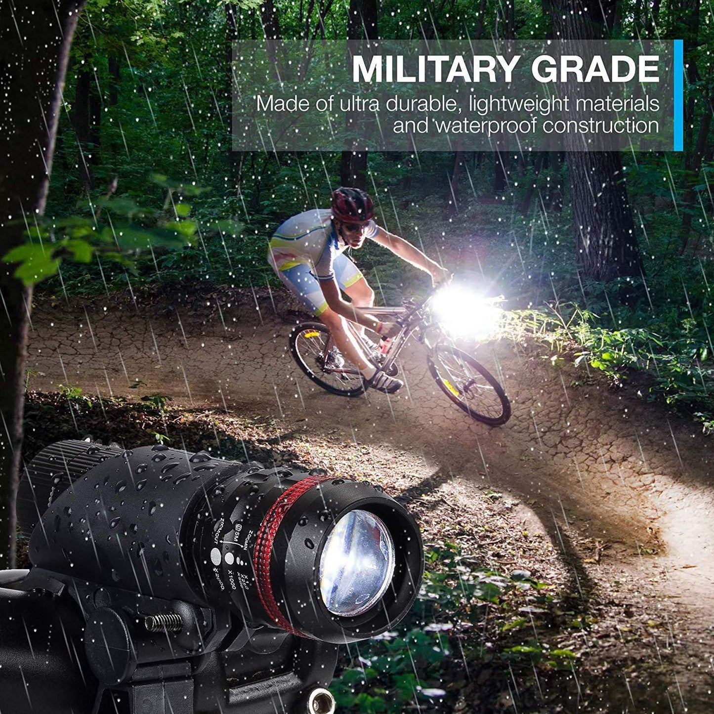 Bicycle Headlights And Taillights Set With Bracket - Zambeel