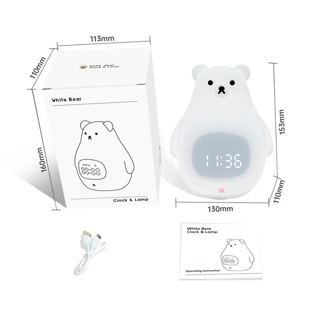 Big White Bear With Sleeping Timer Silicone Night Light - Zambeel