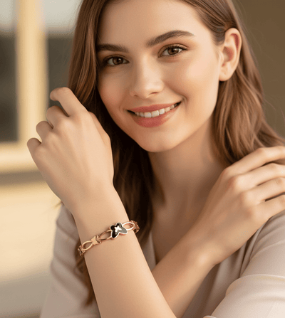 Black Enamel Butterfly Bangle - Zambeel