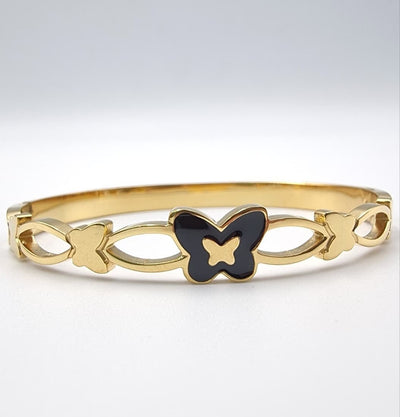 Black Enamel Butterfly Bangle - Zambeel