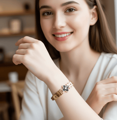 Black Petal Leaf Bangle - Zambeel