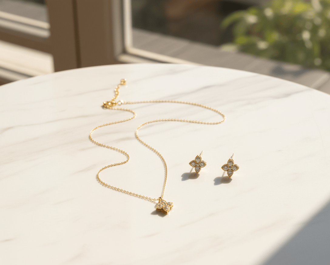 Blossom Petal Crystal Jewelry Set - Zambeel