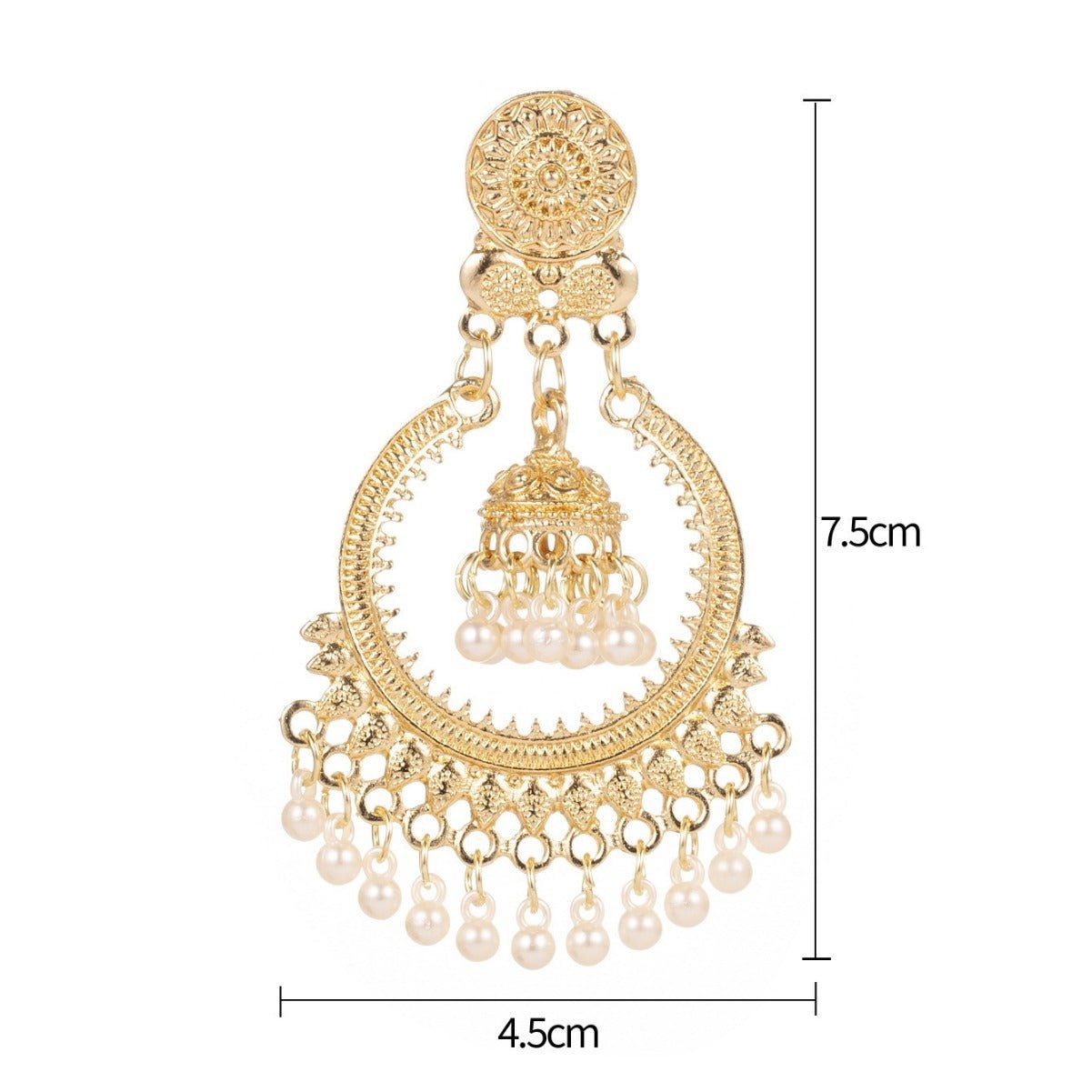 Bohemian Retro Ethnic Style Alloy Little Bell Shape Pendant Tassel Earrings - Zambeel