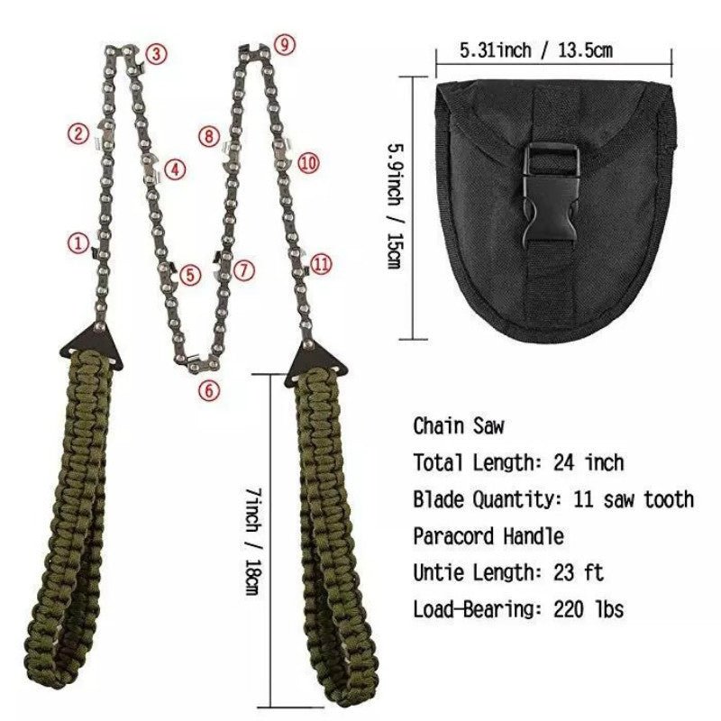 Braided Umbrella Rope Camping Survival Pocket Saw - Zambeel