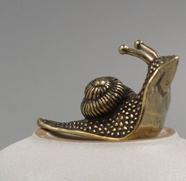 Brass Tea Pet Snail Decoration Pure Copper Paperweight Solid Core To Do Old Artifact - Zambeel