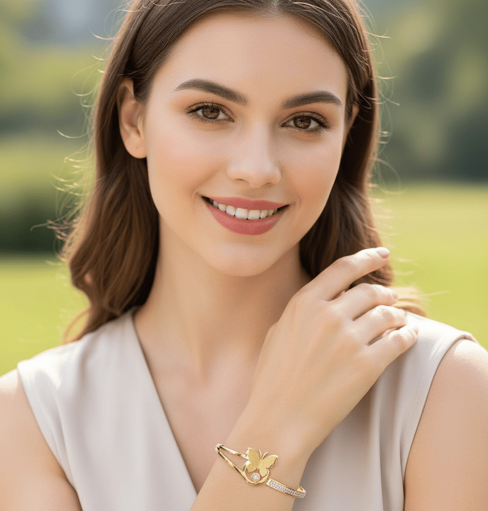 Butterfly Charm Crystal Bangle - Zambeel
