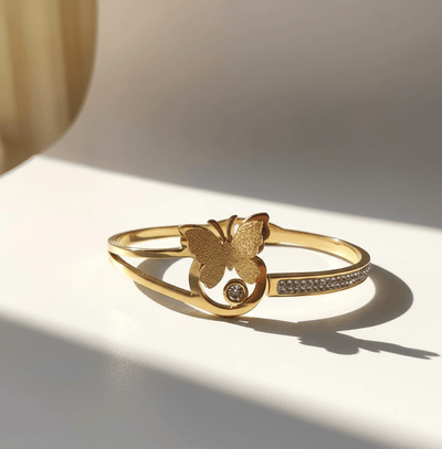 Butterfly Charm Crystal Bangle - Zambeel