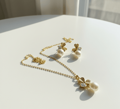 Butterfly Pearl Charm Jewelry Set - Zambeel