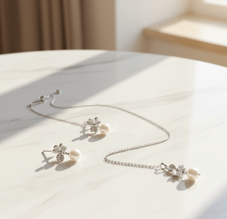 Butterfly Pearl Charm Jewelry Set - Zambeel