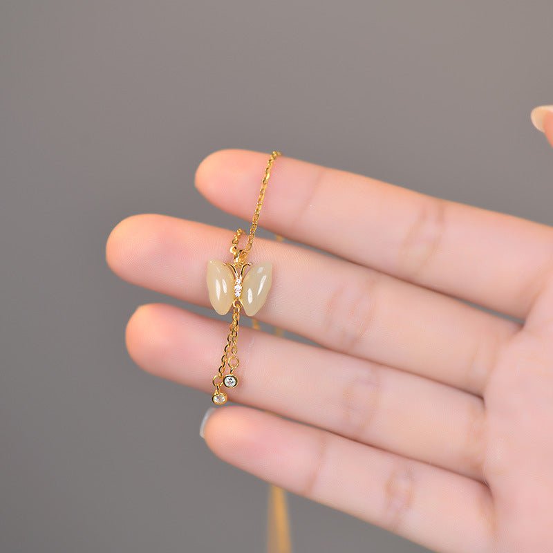 Butterfly Tassel Necklace Female S925 Sterling Silver New Chinese Style High Sense - Zambeel