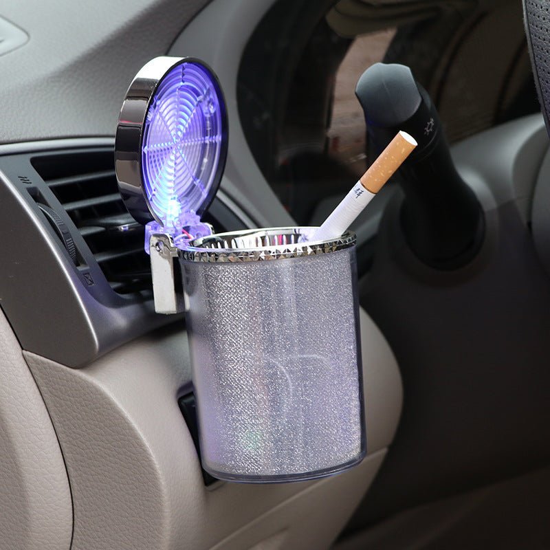 Car Ashtray With LED Light RGB Ambient Light Cigarette Cigar Ash Tray Container Trash Can Portable Ashtray Auto Accessories - Zambeel