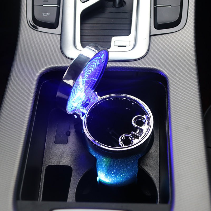Car Ashtray With LED Light RGB Ambient Light Cigarette Cigar Ash Tray Container Trash Can Portable Ashtray Auto Accessories - Zambeel