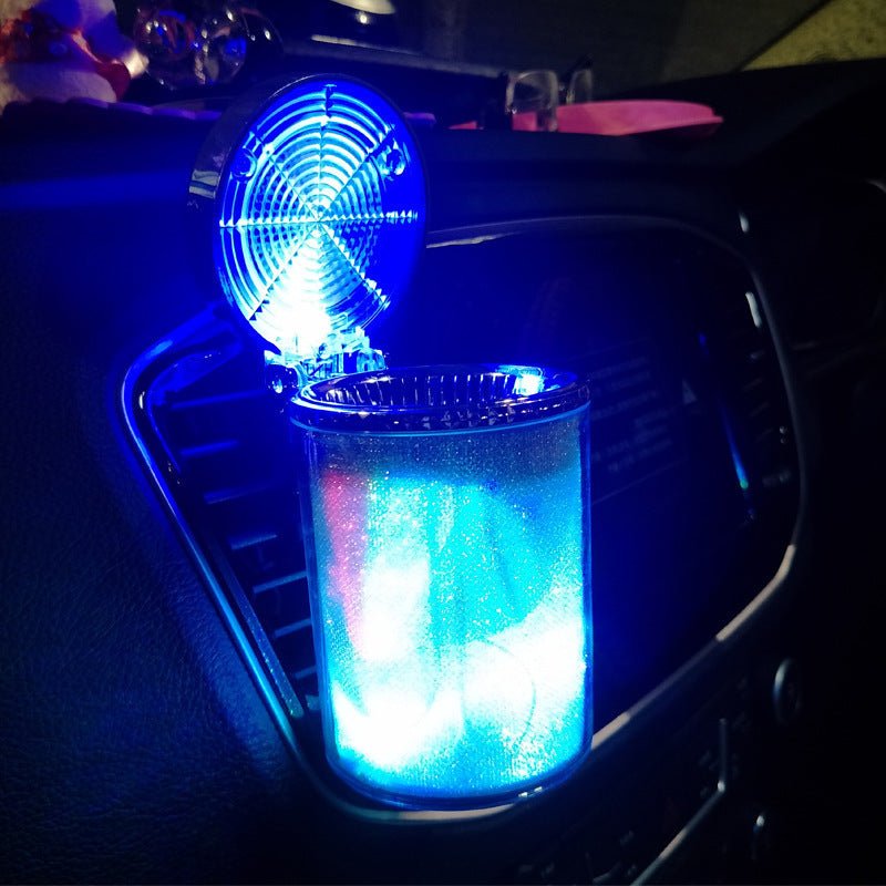 Car Ashtray With LED Light RGB Ambient Light Cigarette Cigar Ash Tray Container Trash Can Portable Ashtray Auto Accessories - Zambeel