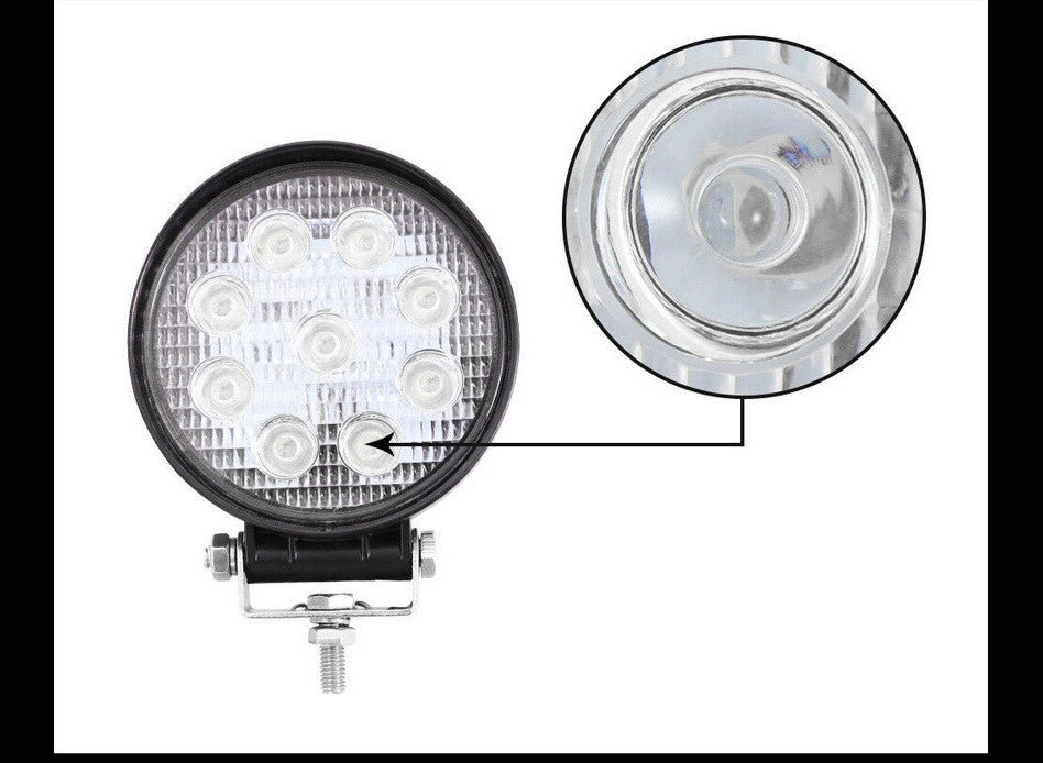 Car LED Work Light Mini Round 9 Lights 27W Auxiliary Light Modified Headlight Engineering Spotlight Headlight - Zambeel