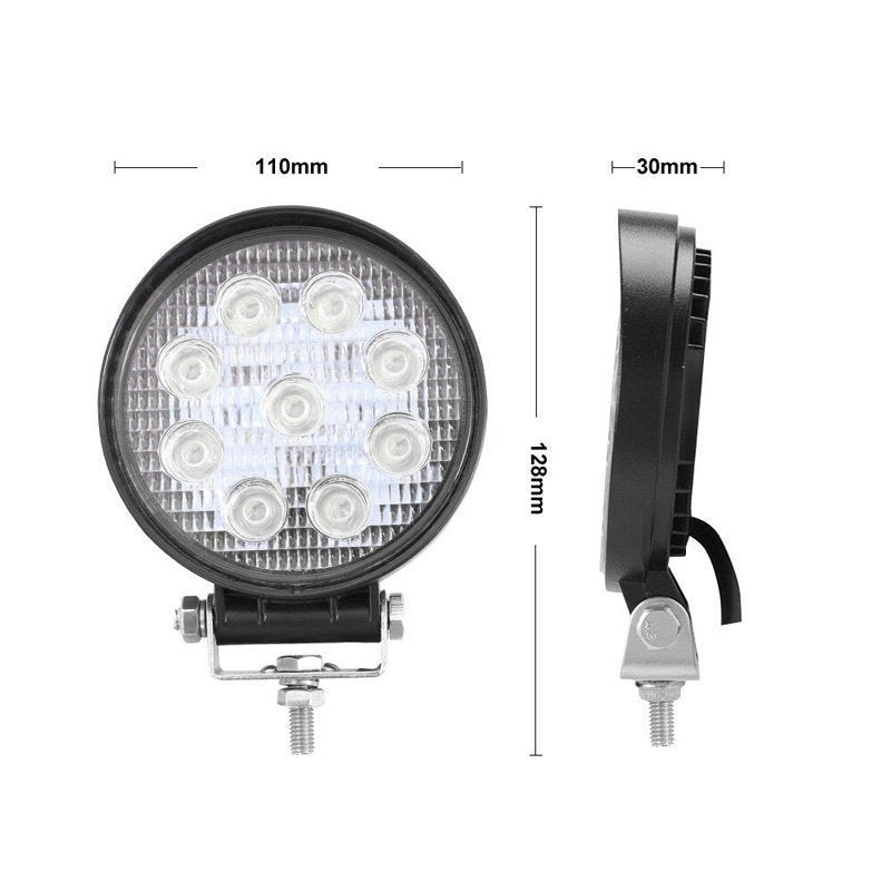 Car LED Work Light Mini Round 9 Lights 27W Auxiliary Light Modified Headlight Engineering Spotlight Headlight - Zambeel