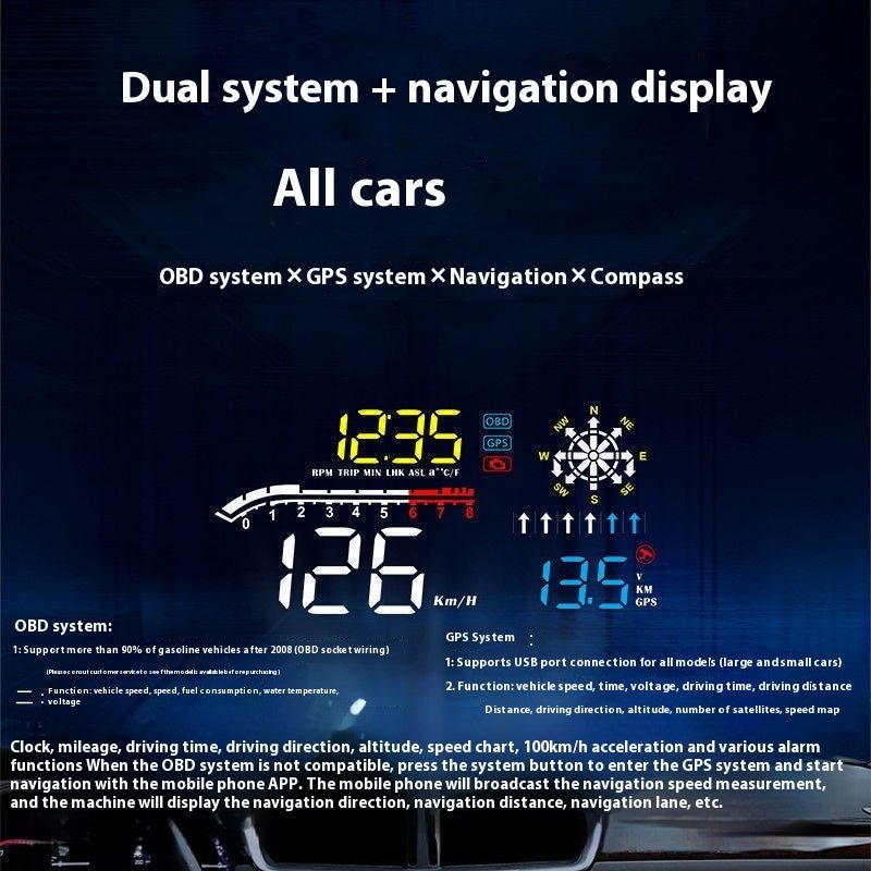 Car Mounted HUD Head Up Display Fuel Consumption Voltage Projector - Zambeel