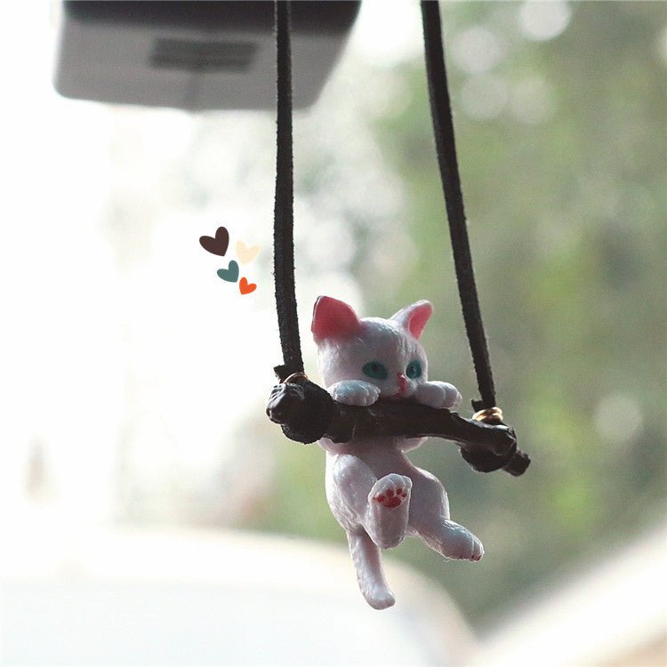 Car Ornaments Creative Cute Branch Cat Rearview Mirror Pendant - Zambeel