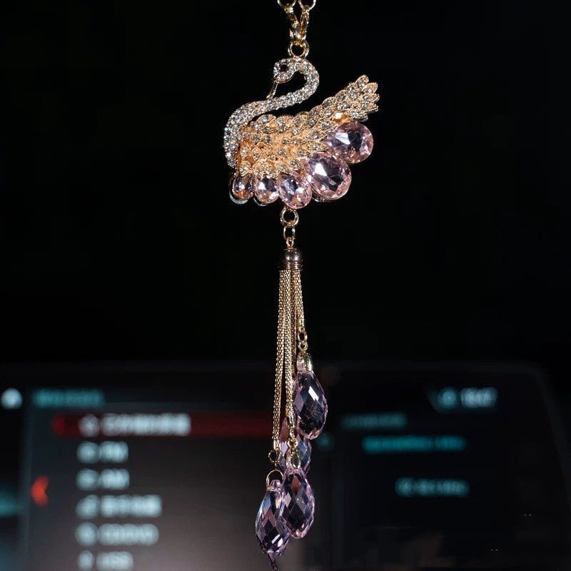 Car Pendant Double - Sided Crystal Swan King Pendant Creative Car Rearview Mirror Pendant - Zambeel