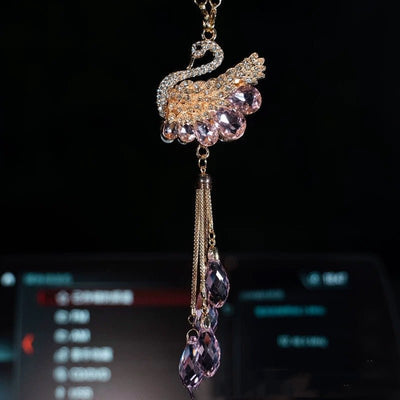 Car Pendant Double - Sided Crystal Swan King Pendant Creative Car Rearview Mirror Pendant - Zambeel