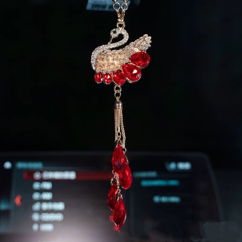 Car Pendant Double - Sided Crystal Swan King Pendant Creative Car Rearview Mirror Pendant - Zambeel