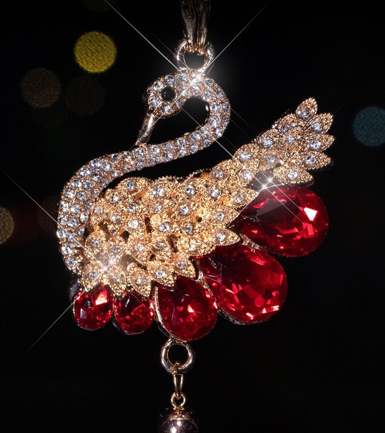 Car Pendant Double - Sided Crystal Swan King Pendant Creative Car Rearview Mirror Pendant - Zambeel