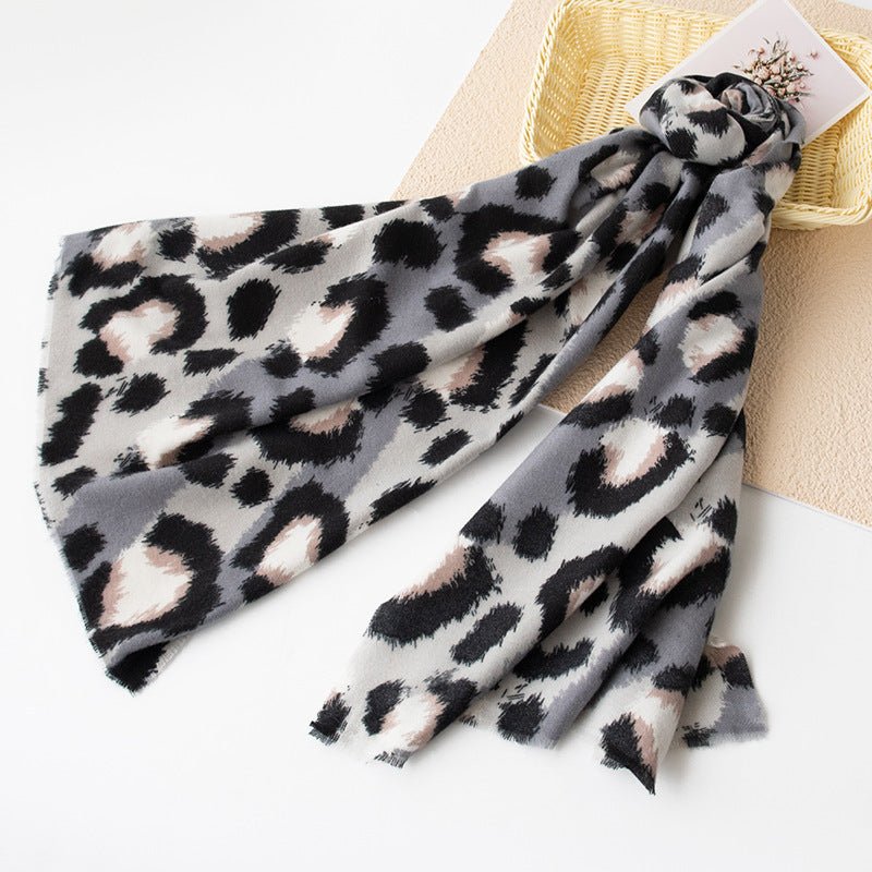 Cashmere - like Leopard Print Scarf Shawl Fashion All - matching - Zambeel
