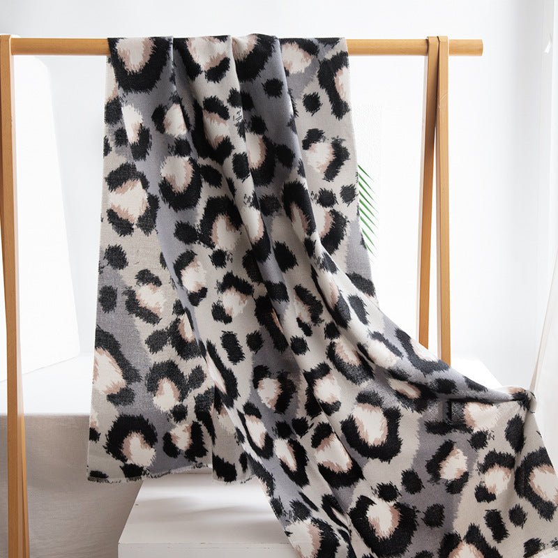 Cashmere - like Leopard Print Scarf Shawl Fashion All - matching - Zambeel