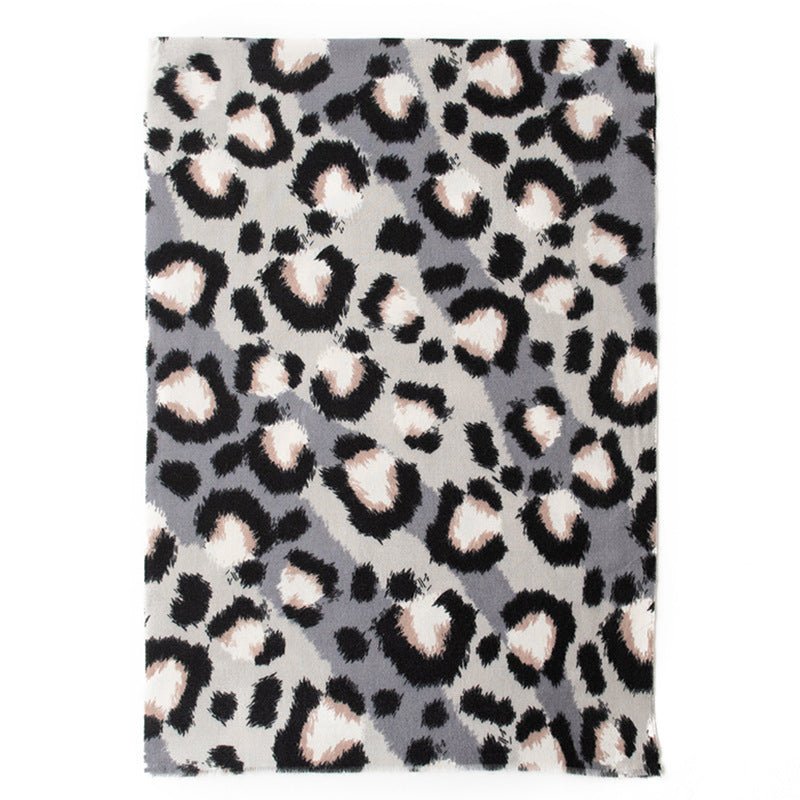 Cashmere - like Leopard Print Scarf Shawl Fashion All - matching - Zambeel