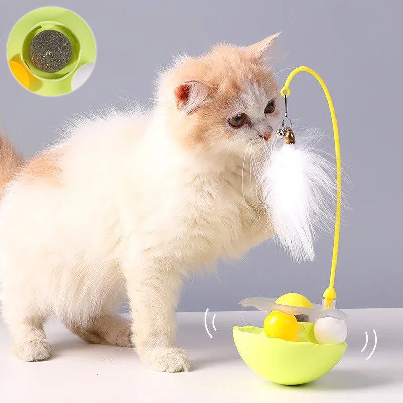 Cat Interactive Toy Funny Tumbler Toy Kitten Exercise Catching Leaky Food Ball Teaser Feather Wand Toys For Cat Accessories Pet Products - Zambeel