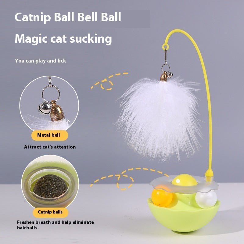 Cat Interactive Toy Funny Tumbler Toy Kitten Exercise Catching Leaky Food Ball Teaser Feather Wand Toys For Cat Accessories Pet Products - Zambeel