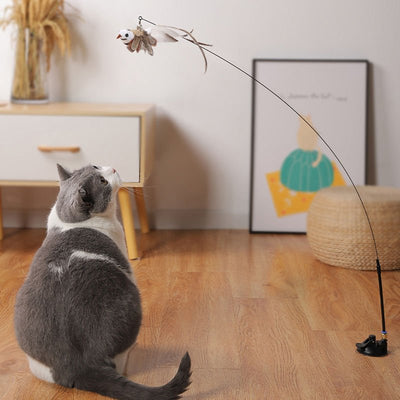 Cat Teaser Stick Can Replace The Head Steel Wire Feather Pole Can Replace Toys - Zambeel