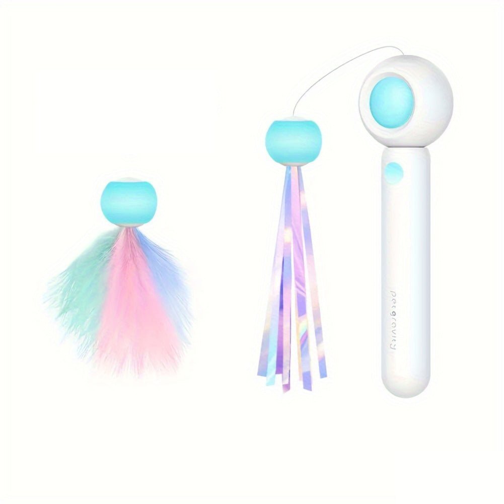 Cat Teaser Stick, Retractable Cat Wand With Replacement Head, Cat Feather Toy, Cat Interactive Toy For Indoor Cats For Relief Boredom And Exercise - Zambeel