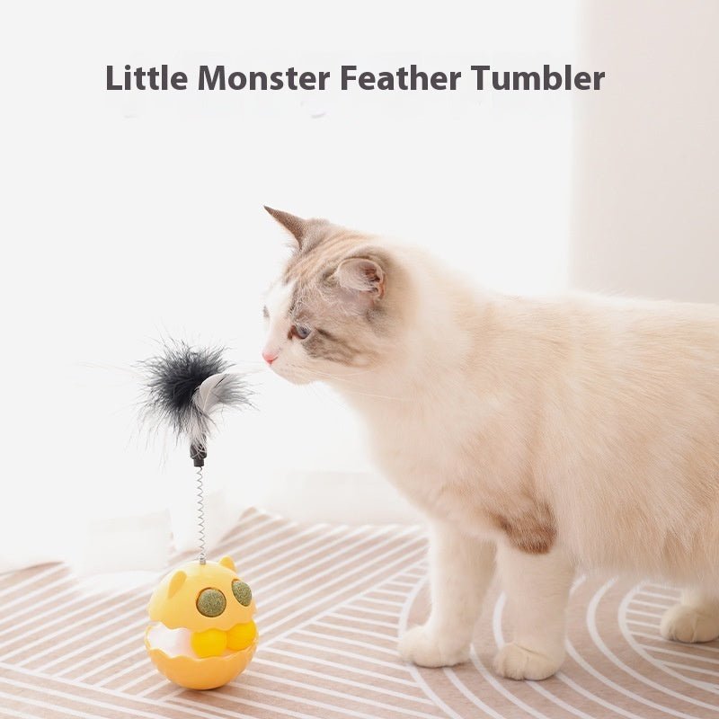 Cats Feather Toy Rotate Cat Tumbler Teaser Catmint Roller Track Ball Interaction Kitten Chasing Hunting Pets Toy Cats Treat Pet Products - Zambeel