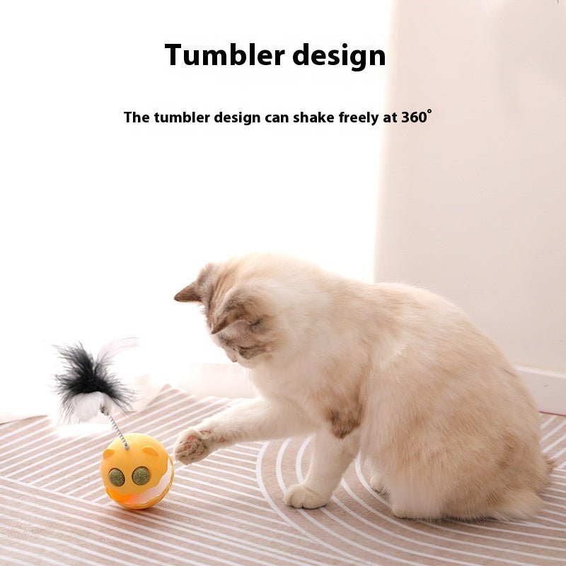 Cats Feather Toy Rotate Cat Tumbler Teaser Catmint Roller Track Ball Interaction Kitten Chasing Hunting Pets Toy Cats Treat Pet Products - Zambeel