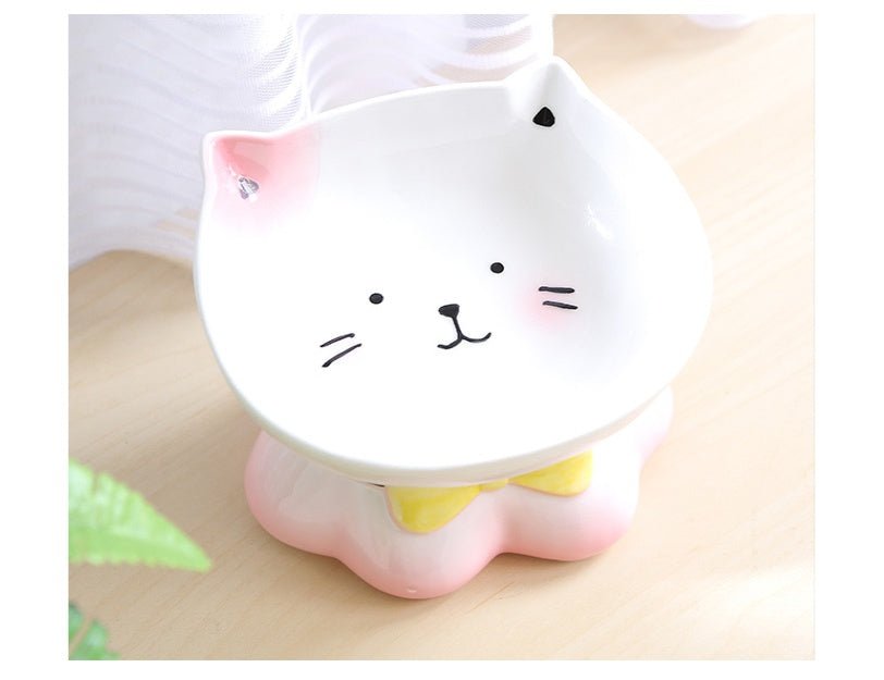 Ceramic Cat Bowl Cats Protect Cervical Vertebrae - Zambeel