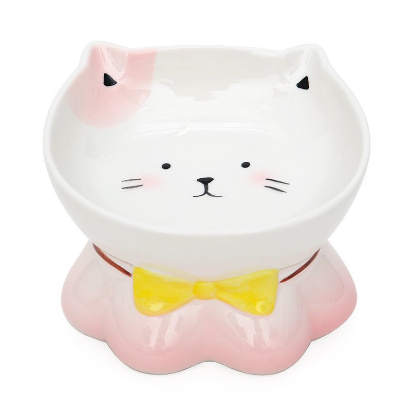 Ceramic Cat Bowl Cats Protect Cervical Vertebrae - Zambeel