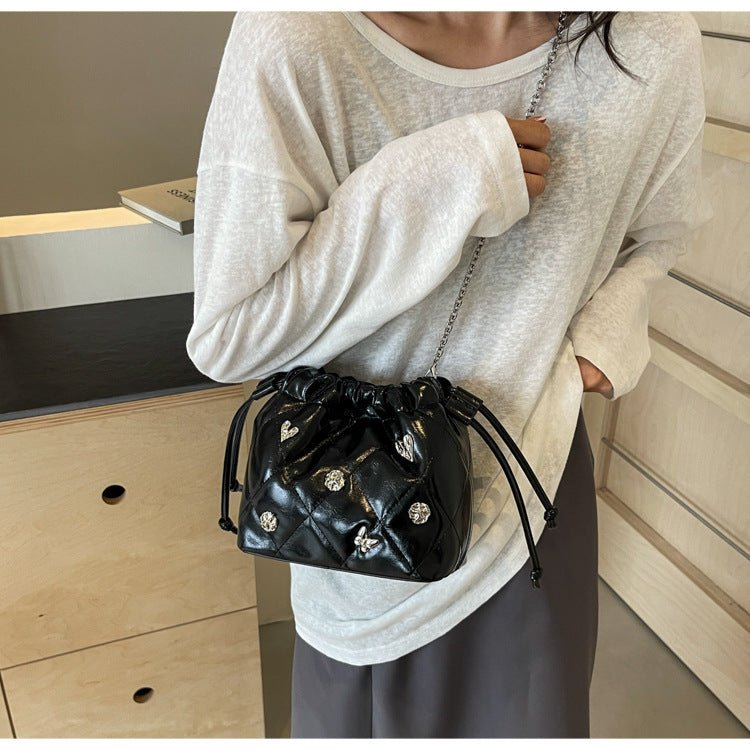 Chain Kafuu Diamond Fashion Shoulder Crossbody Mini Bucket Bag - Zambeel