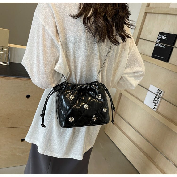 Chain Kafuu Diamond Fashion Shoulder Crossbody Mini Bucket Bag - Zambeel