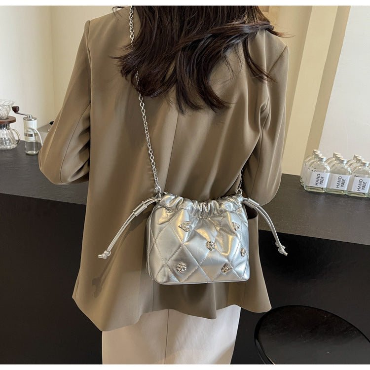 Chain Kafuu Diamond Fashion Shoulder Crossbody Mini Bucket Bag - Zambeel