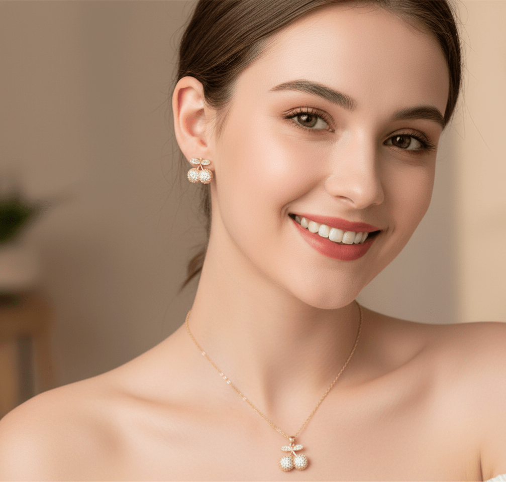 Cherry Sparkle Crystal Jewelry Set - Zambeel