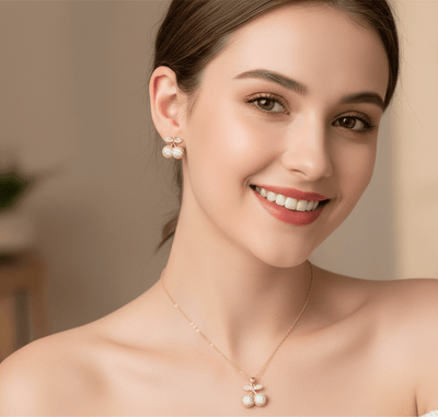 Cherry Sparkle Crystal Jewelry Set - Zambeel