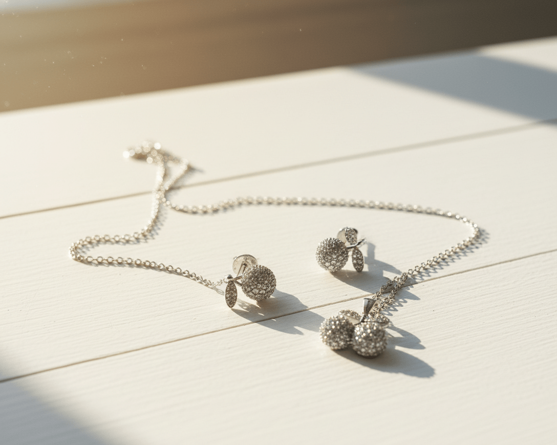 Cherry Sparkle Crystal Jewelry Set - Zambeel