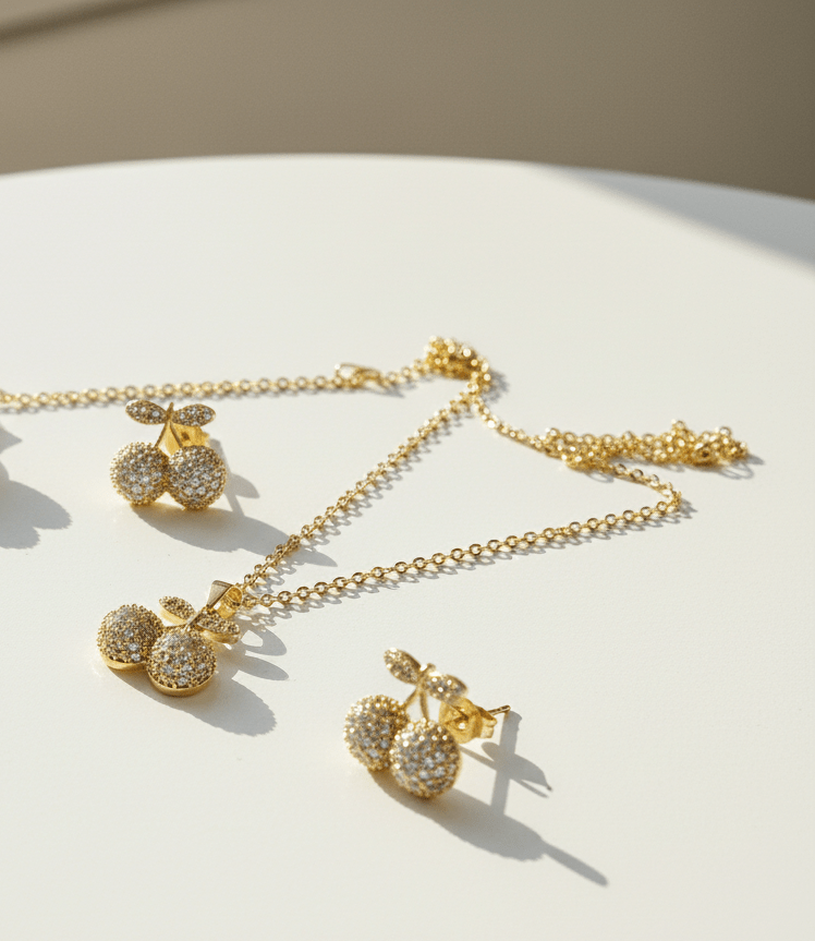Cherry Sparkle Crystal Jewelry Set - Zambeel