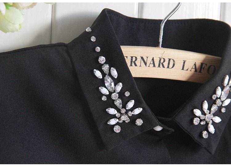 Chiffon Rhinestone Fake Collar Shirt Women's Shawl - Zambeel