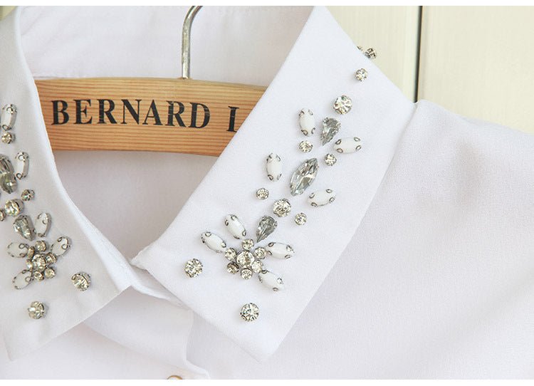 Chiffon Rhinestone Fake Collar Shirt Women's Shawl - Zambeel