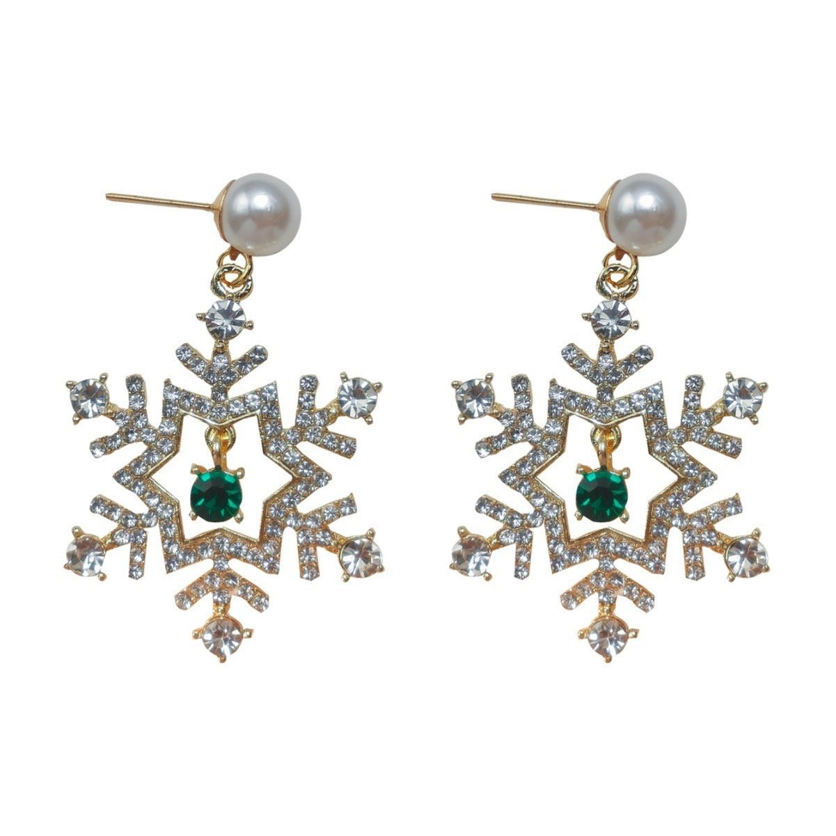 Christmas Snowflake Finely Inlaid Pendant Stud Earrings - Zambeel
