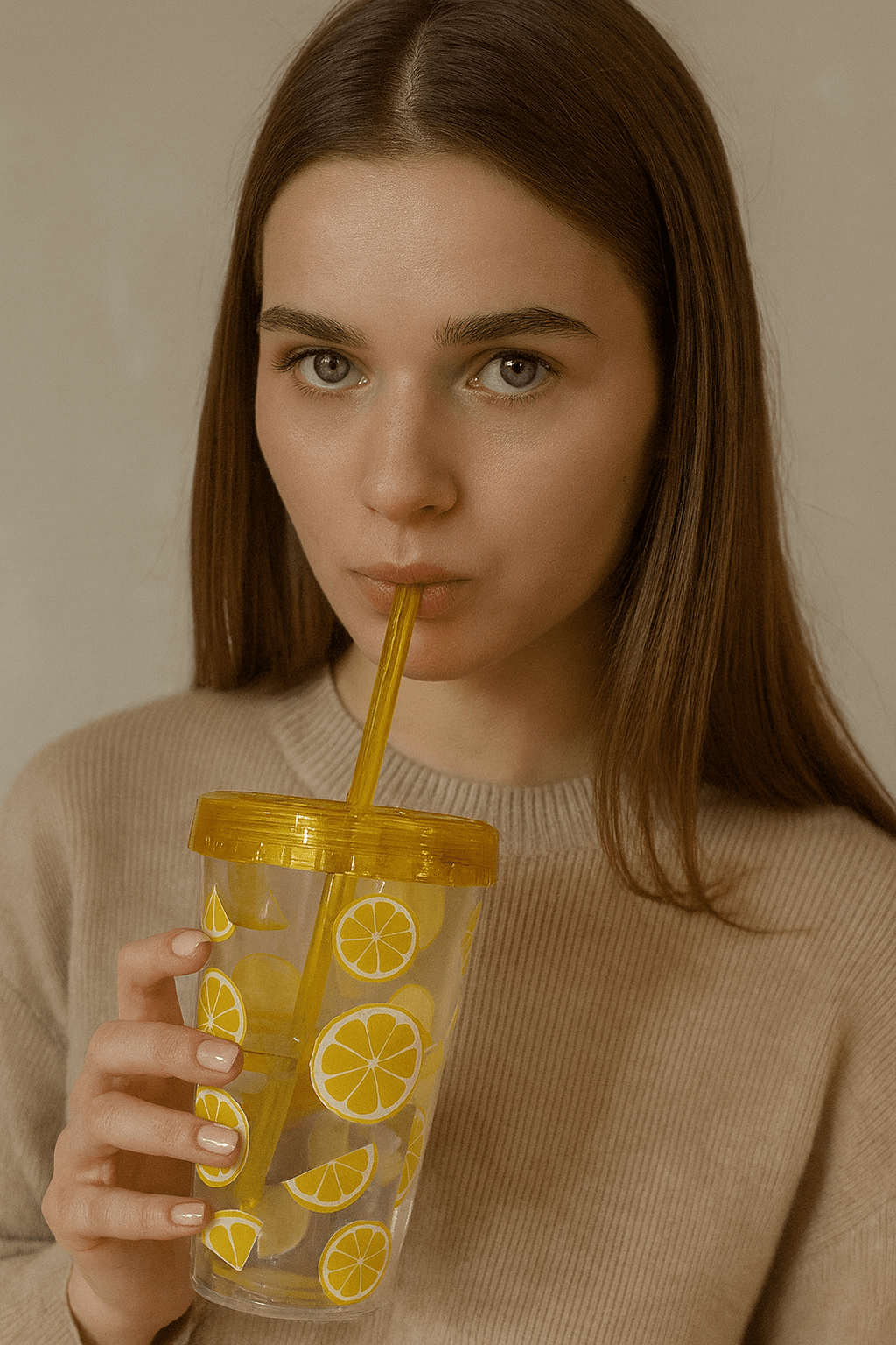 Citrus Slice Cup with Straw - Zambeel