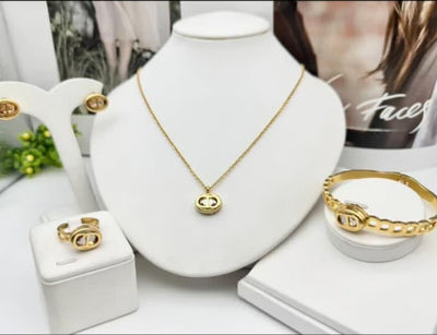 Classic CD Emblem Gold Jewelry Set - Zambeel